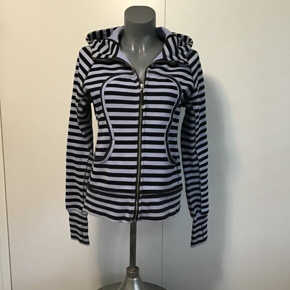 Lululemon Special Edition Scuba Hoodie Om Namaste Sea Stripe Polar Haze Size 10 - Picture 1 of 14